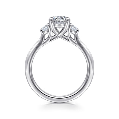 Sanaa - 14K White Gold Round Three Stone Diamond Engagement Ring