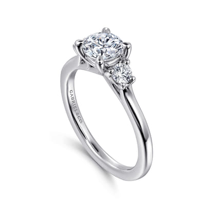 Sanaa - 14K White Gold Round Three Stone Diamond Engagement Ring