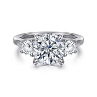 Sanaa - 14K White Gold Round Three Stone Diamond Engagement Ring