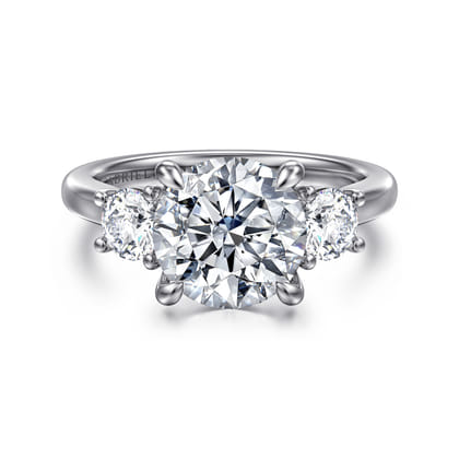 Sanaa - 14K White Gold Round Three Stone Diamond Engagement Ring