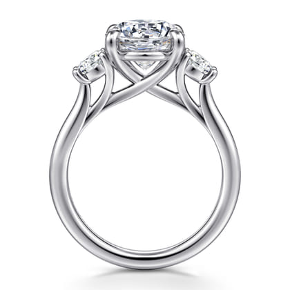 Sanaa - 14K White Gold Round Three Stone Diamond Engagement Ring
