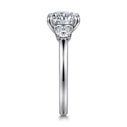 Sanaa - 14K White Gold Round Three Stone Diamond Engagement Ring