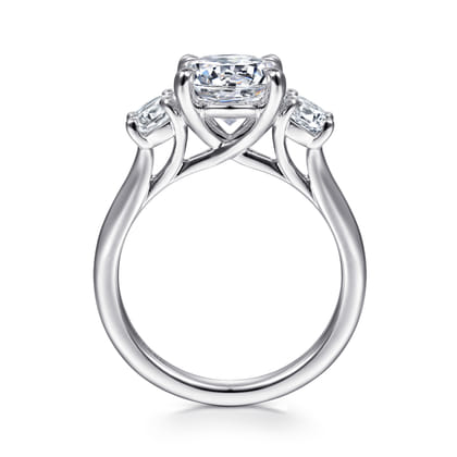 Sanaa - 14K White Gold Round Three Stone Diamond Engagement Ring