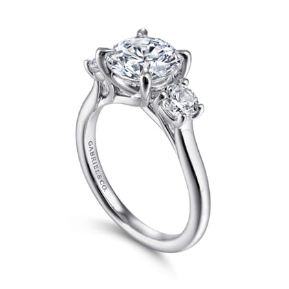 Sanaa - 14K White Gold Round Three Stone Diamond Engagement Ring