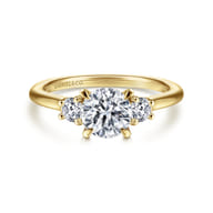 Sanaa - 14K Yellow Gold Round Three Stone Diamond Engagement Ring