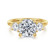 Sanaa - 14K Yellow Gold Round Three Stone Diamond Engagement Ring