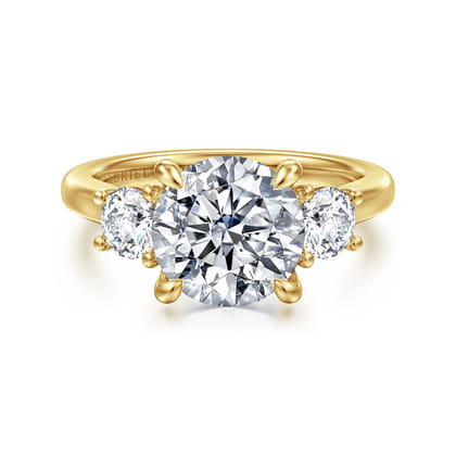 Sanaa - 14K Yellow Gold Round Three Stone Diamond Engagement Ring