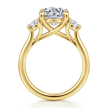 Sanaa - 14K Yellow Gold Round Three Stone Diamond Engagement Ring