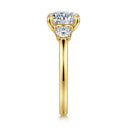 Sanaa - 14K Yellow Gold Round Three Stone Diamond Engagement Ring