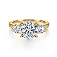 Sanaa - 14K Yellow Gold Round Three Stone Diamond Engagement Ring