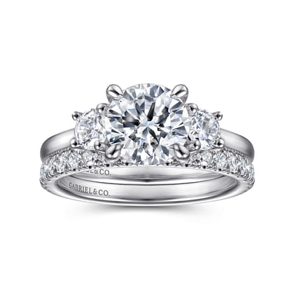 Sanaa - Platinum Round 3 Stone Diamond Engagement Ring