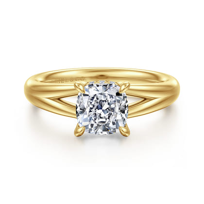 Sanah - 14K Yellow Gold Split Shank Cushion Cut Diamond Engagement Ring