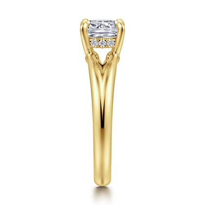 Sanah - 14K Yellow Gold Split Shank Cushion Cut Diamond Engagement Ring