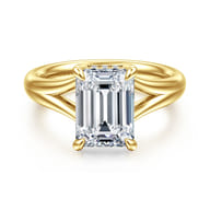 Sanah - 14K Yellow Gold Split Shank Emerald Cut Diamond Engagement Ring