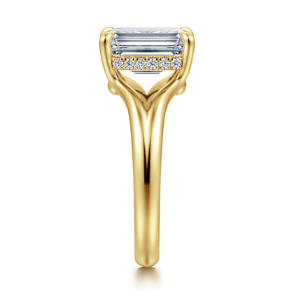 Sanah - 14K Yellow Gold Split Shank Emerald Cut Diamond Engagement Ring