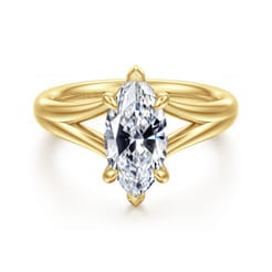 Sanah - 14K Yellow Gold Split Shank Marquise Shape Diamond Engagement Ring