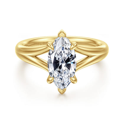 Sanah - 14K Yellow Gold Split Shank Marquise Shape Diamond Engagement Ring