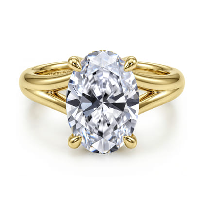 Sanah - 14K Yellow Gold Split Shank Oval Diamond Engagement Ring