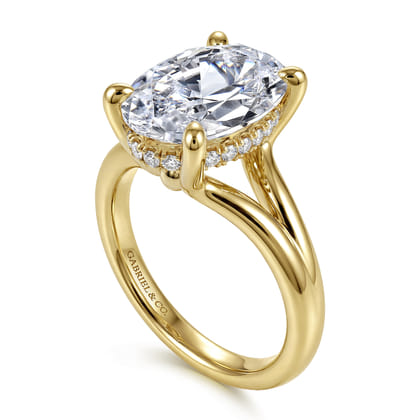 Sanah - 14K Yellow Gold Split Shank Oval Diamond Engagement Ring