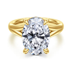 Sanah - 14K Yellow Gold Split Shank Oval Diamond Engagement Ring