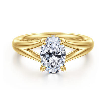 Sanah - 14K Yellow Gold Split Shank Oval Diamond Engagement Ring