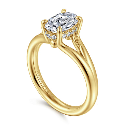 Sanah - 14K Yellow Gold Split Shank Oval Diamond Engagement Ring
