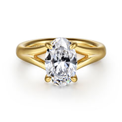 14K Yellow Gold Split Shank Oval Diamond Engagement Ring