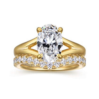 Sanah - 14K Yellow Gold Split Shank Oval Diamond Engagement Ring