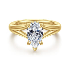 Sanah - 14K Yellow Gold Split Shank Pear Shape Diamond Engagement Ring