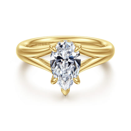 Sanah - 14K Yellow Gold Split Shank Pear Shape Diamond Engagement Ring