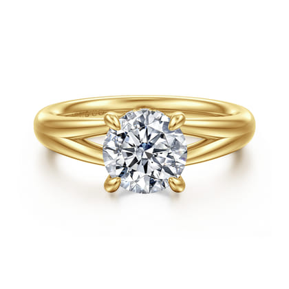 Sanah - 14K Yellow Gold Split Shank Round Diamond Engagement Ring