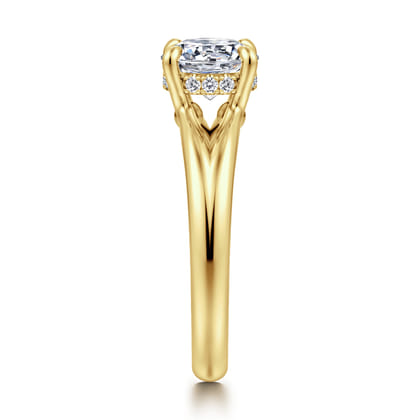 Sanah - 14K Yellow Gold Split Shank Round Diamond Engagement Ring
