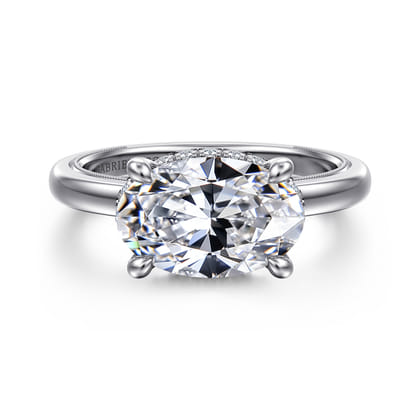 Sandi - 14K White Gold East West Oval Diamond Engagement Ring