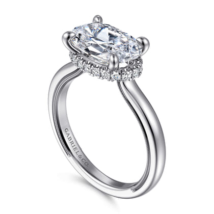 Sandi - 14K White Gold East West Oval Diamond Engagement Ring