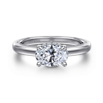 Sandi - 14K White Gold East West Oval Diamond Engagement Ring