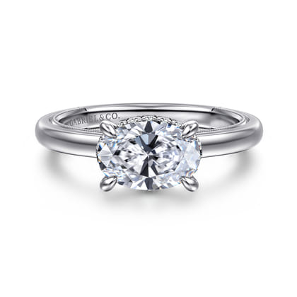 Sandi - 14K White Gold East West Oval Diamond Engagement Ring