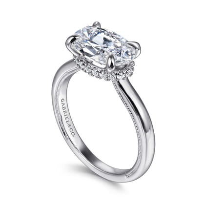 Sandi - 14K White Gold East West Oval Diamond Engagement Ring