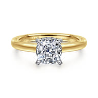 Sandi - 14K White-Yellow Gold East West Cushion Cut Diamond Engagement Ring