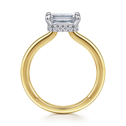 Sandi - 14K White-Yellow Gold East West Emerald Cut Diamond Engagement Ring
