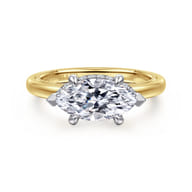 Sandi - 14K White-Yellow Gold East West Marquise Shape Diamond Engagement Ring