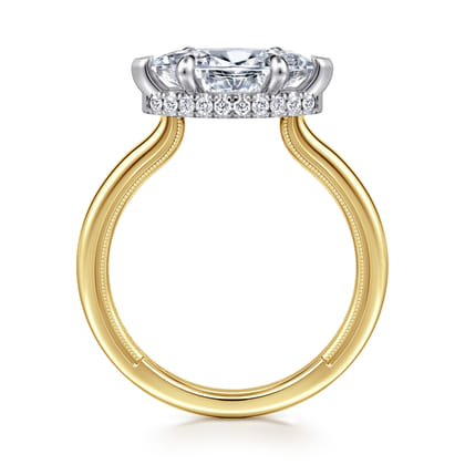 Sandi - 14K White-Yellow Gold East West Marquise Shape Diamond Engagement Ring