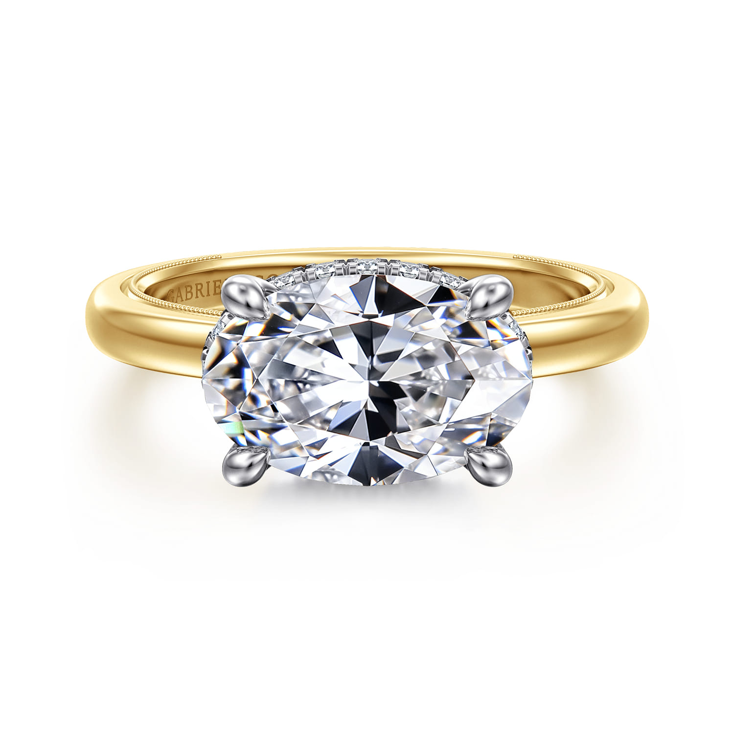 Sandi - 14K White-Yellow Gold East West Oval Diamond Engagement Ring