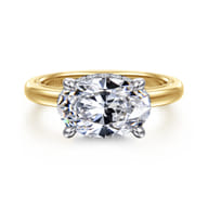 Sandi - 14K White-Yellow Gold East West Oval Diamond Engagement Ring