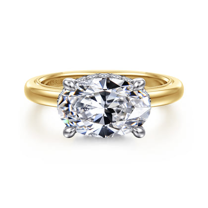 Sandi - 14K White-Yellow Gold East West Oval Diamond Engagement Ring