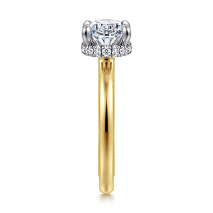 Sandi - 14K White-Yellow Gold East West Oval Diamond Engagement Ring