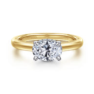 Sandi - 14K White-Yellow Gold East West Oval Diamond Engagement Ring