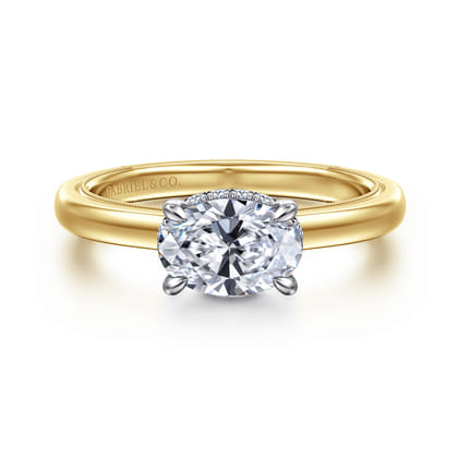 Sandi - 14K White-Yellow Gold East West Oval Diamond Engagement Ring