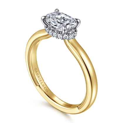 Sandi - 14K White-Yellow Gold East West Oval Diamond Engagement Ring