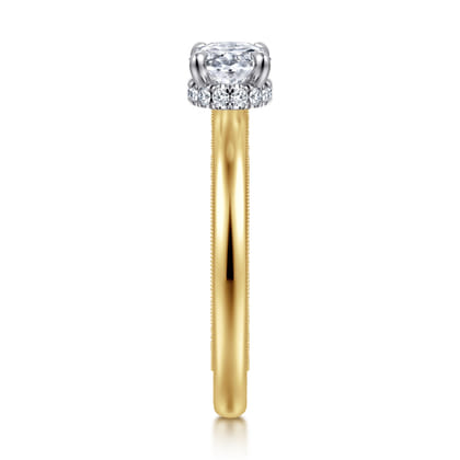 Sandi - 14K White-Yellow Gold East West Oval Diamond Engagement Ring