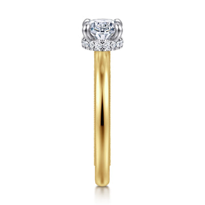 Sandi - 14K White-Yellow Gold East West Oval Diamond Engagement Ring